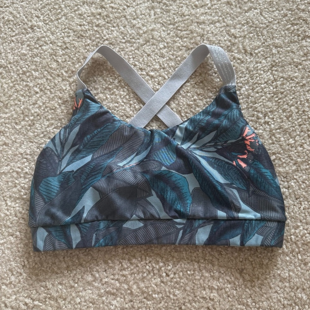 Maaji blue and silver athletic sports bra